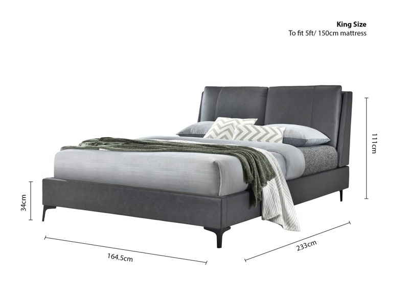 Land Of Beds Henley Grey Fabric Bed Frame5