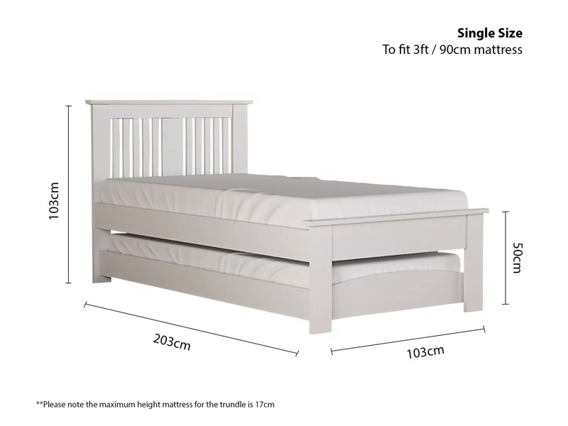 Land Of Beds Cooper White Wooden Single Guest Bed4