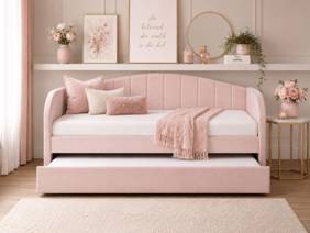 Land Of Beds Penny Pink Fabric Day Bed2