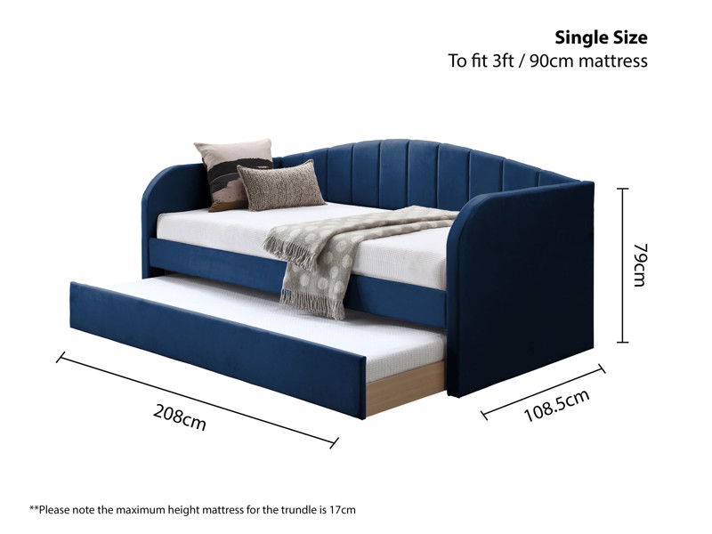 Land Of Beds Penny Blue Fabric Day Bed4