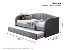 Land Of Beds Penny Grey Fabric Day Bed3