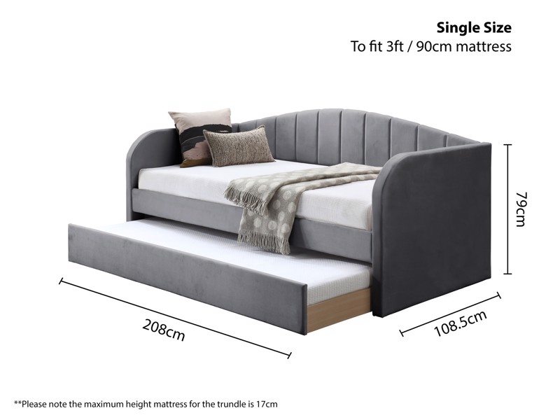 Land Of Beds Penny Grey Fabric Day Bed4