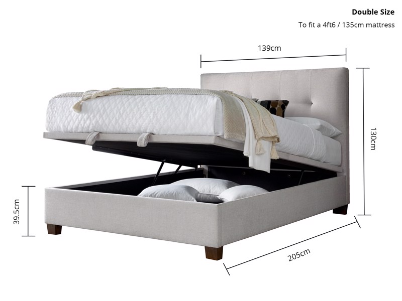Land Of Beds Jefferson Clay Fabric Double Ottoman Bed7