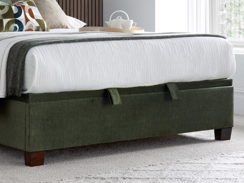 Land Of Beds Jefferson Green Fabric Double Ottoman Bed4