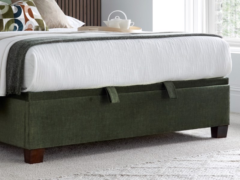 Land Of Beds Jefferson Green Fabric Super King Size Ottoman Bed4