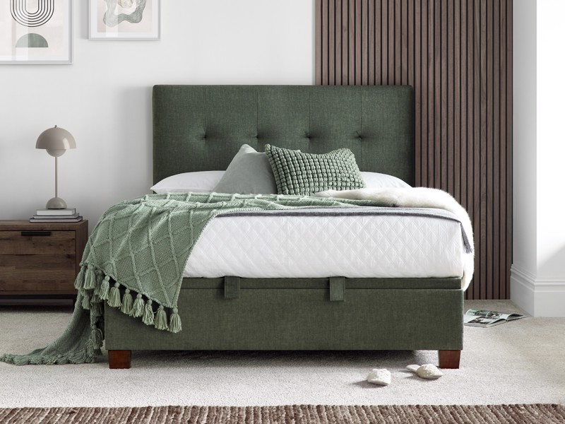 Land Of Beds Jefferson Green Fabric Super King Size Ottoman Bed5