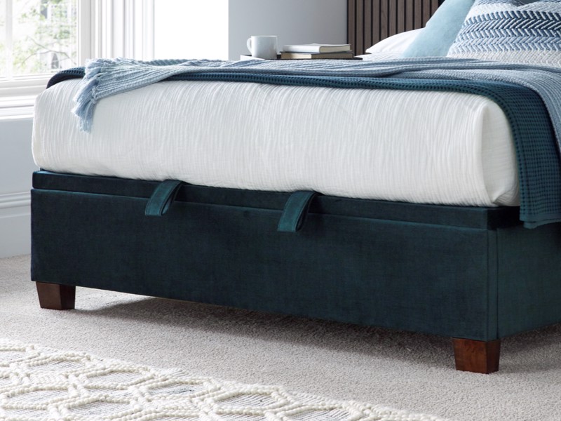 Land Of Beds Jefferson Blue Fabric Ottoman Bed4