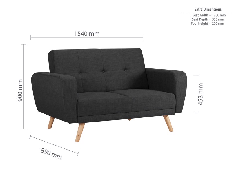 Land Of Beds 2 Seater - CLEARANCE STOCK - Harmony 2 Seater Sofa Bed8