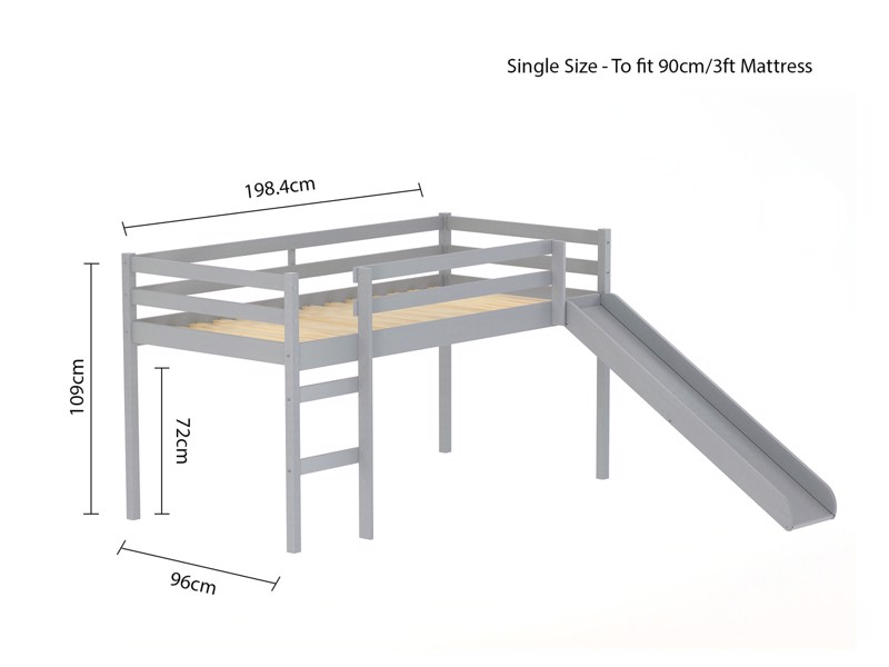 Land Of Beds Percy Grey Wooden Single Childrens Bed8