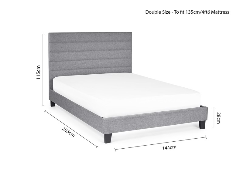 Land Of Beds Arley Grey Fabric Bed Frame6