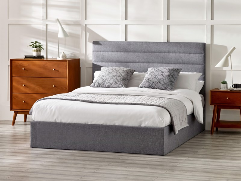 Land Of Beds Arley Grey Fabric King Size Ottoman Bed1