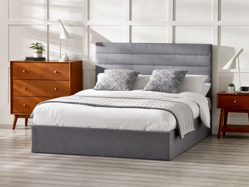 Land Of Beds Arley Grey Fabric Ottoman Bed1