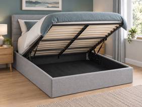 Land Of Beds Arley Grey Fabric Ottoman Bed2