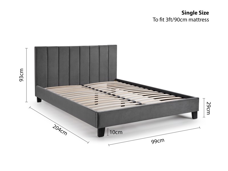 Land Of Beds Peony Grey Fabric Bed Frame6