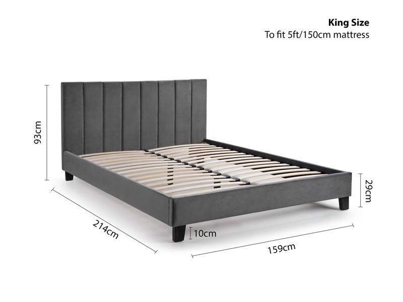 Land Of Beds Peony Grey Fabric Bed Frame8