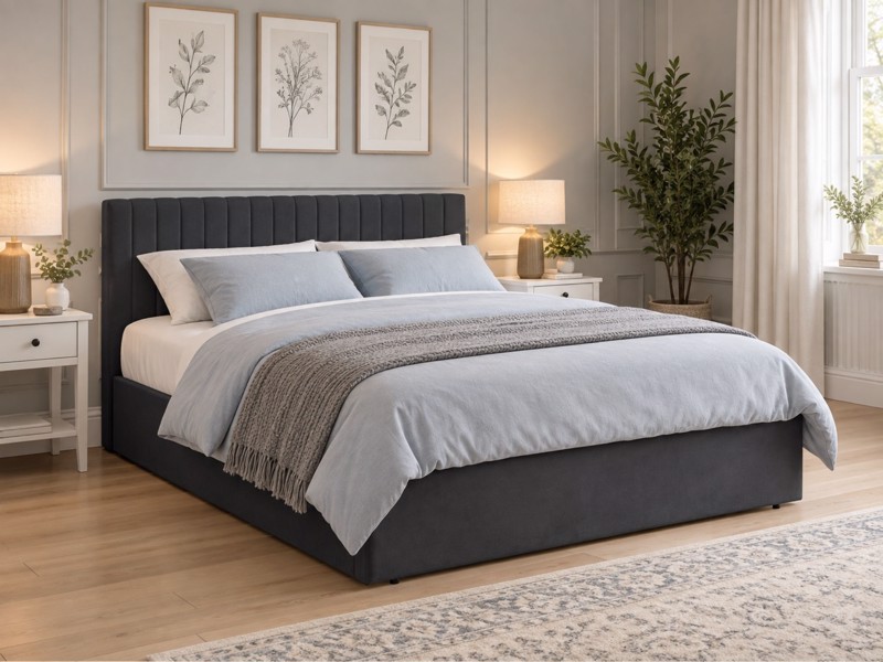 Land Of Beds Mia Silver Grey Fabric Ottoman Bed1