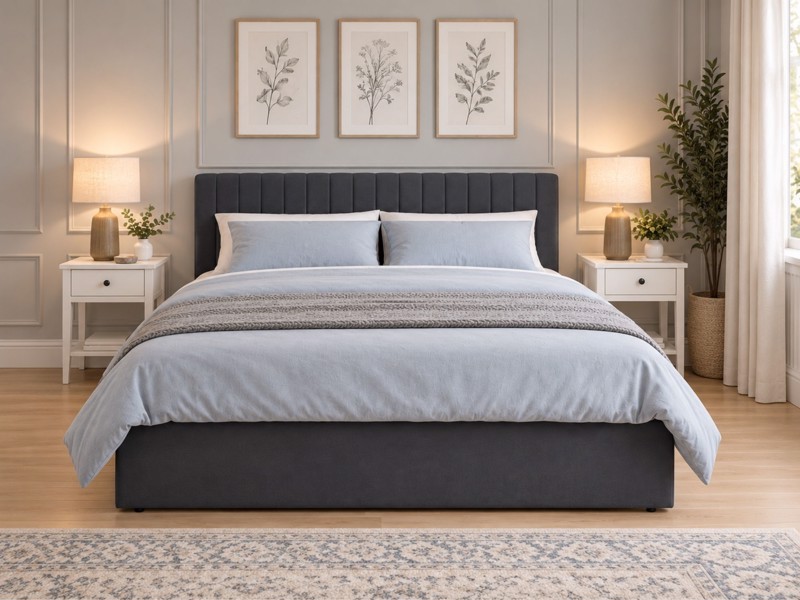 Land Of Beds Mia Silver Grey Fabric Ottoman Bed3