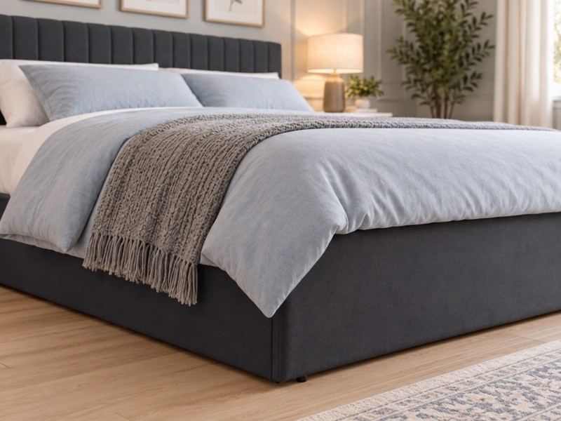 Land Of Beds Mia Silver Grey Fabric Ottoman Bed4