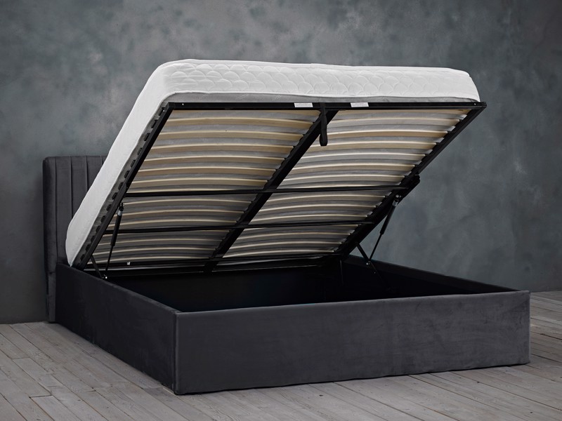 Land Of Beds Mia Silver Grey Fabric Ottoman Bed3