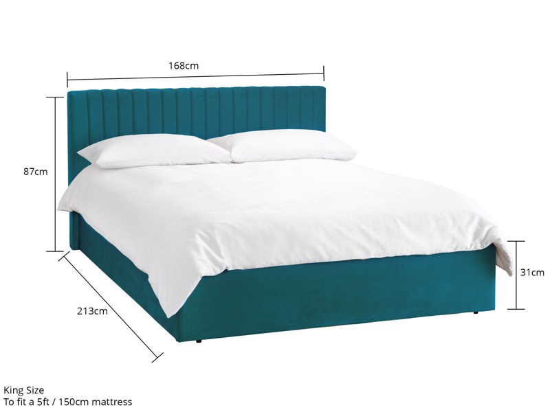 Land Of Beds Mia Teal Fabric Ottoman Bed6