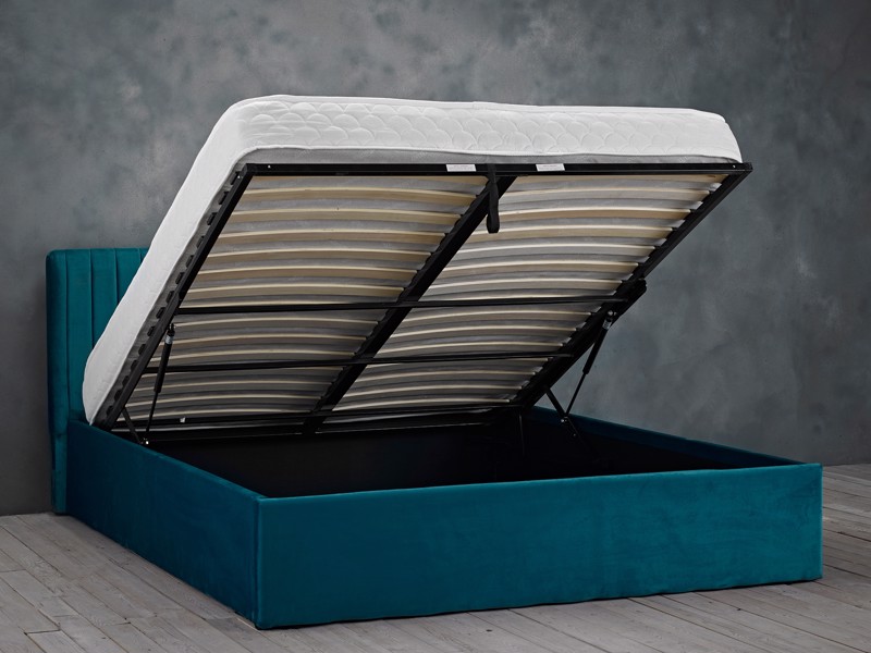 Land Of Beds Mia Teal Fabric Ottoman Bed2