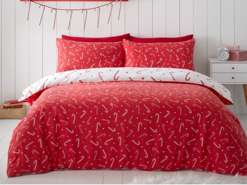 Catherine Lansfield Christmas Candy Cane Duvet Cover Set3
