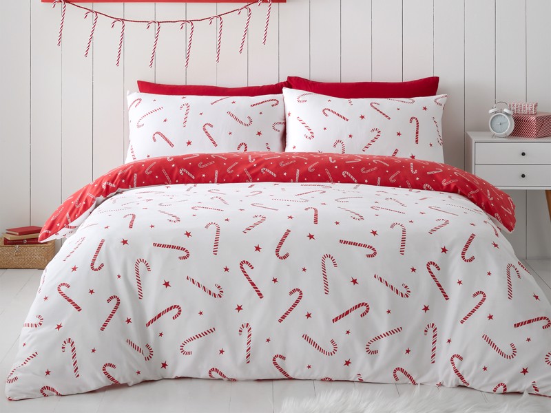 Catherine Lansfield Christmas Candy Cane Duvet Cover Set2