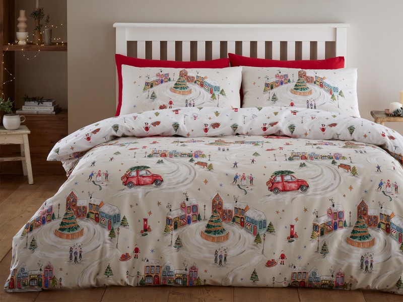 Catherine Lansfield Christmas Town Double Duvet Cover Set1