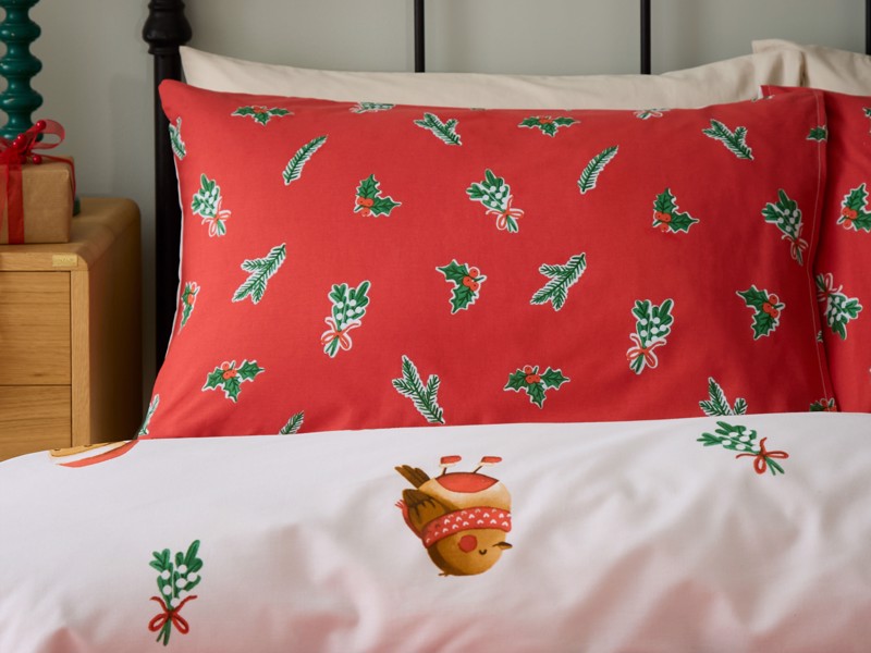 Catherine Lansfield Christmas Robins Duvet Cover Set2