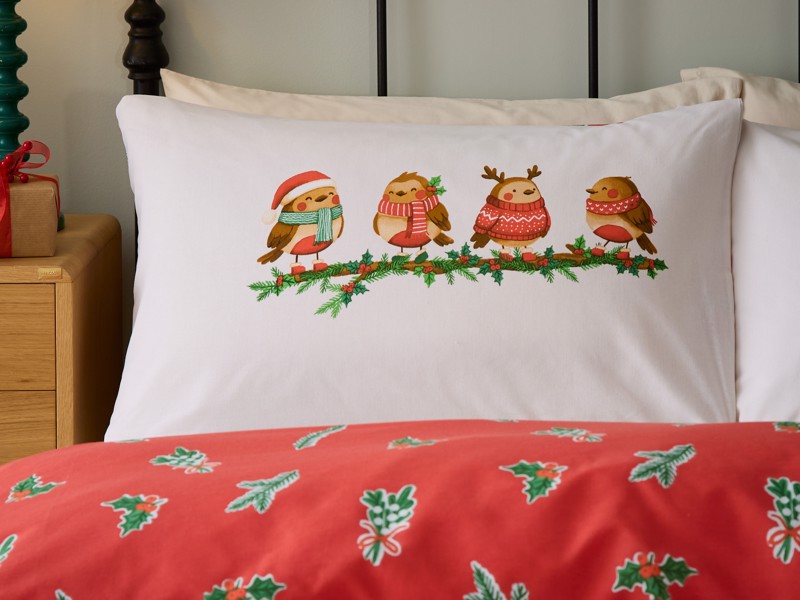 Catherine Lansfield Christmas Robins Duvet Cover Set5