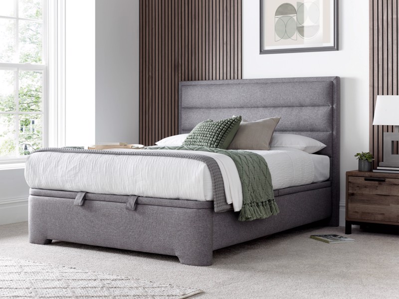 Land Of Beds Taylor Marbella Grey Fabric Ottoman Bed3