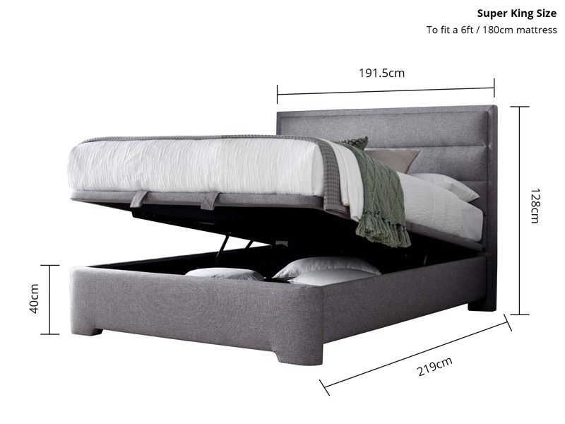 Land Of Beds Taylor Marbella Grey Fabric Ottoman Bed7