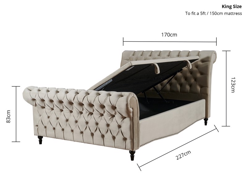 Land Of Beds Winchester Fabric Ottoman Bed9