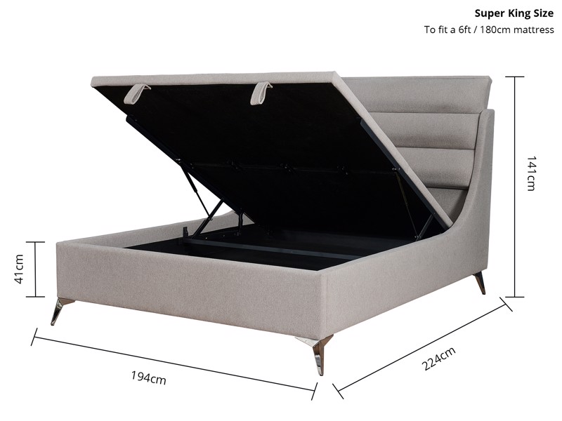 Land Of Beds Sorento Fabric Super King Size Ottoman Bed8