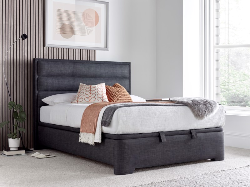 Land Of Beds Taylor Slate Fabric Ottoman Bed1