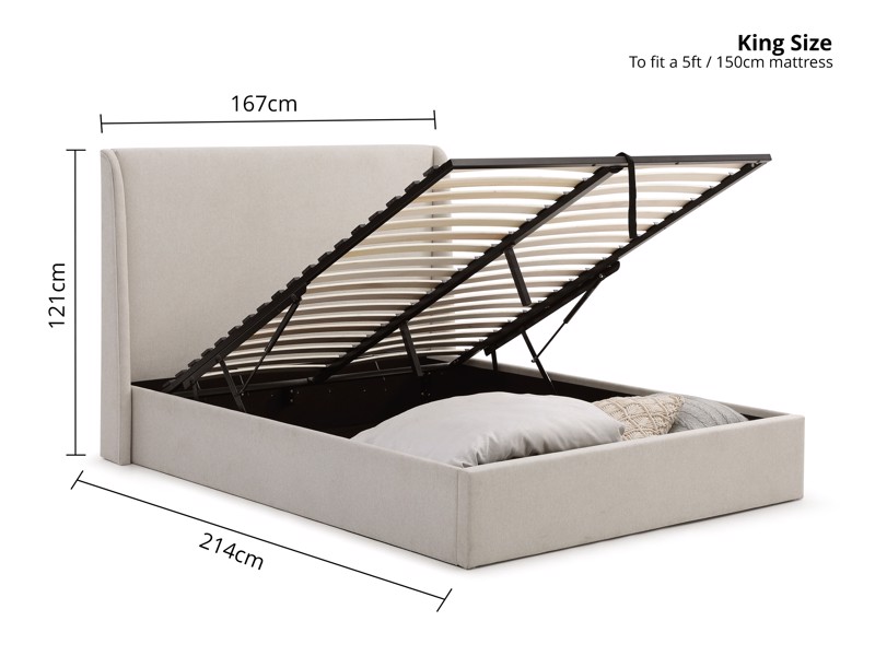 Land Of Beds Eden Beige Fabric Super King Size Ottoman Bed8