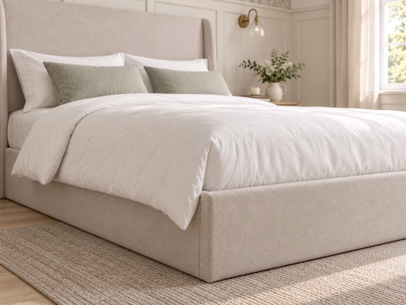 Land Of Beds Eden Beige Fabric Ottoman Bed4