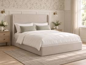 Land Of Beds Eden Beige Fabric Ottoman Bed1