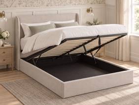 Land Of Beds Eden Beige Fabric Ottoman Bed2
