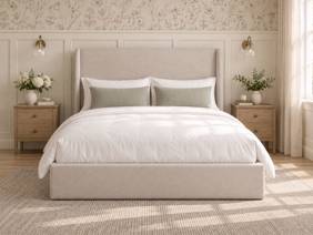 Land Of Beds Eden Beige Fabric Ottoman Bed3
