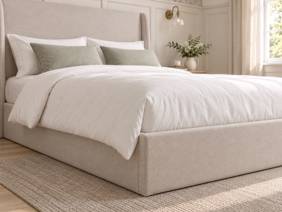 Land Of Beds Eden Beige Fabric Ottoman Bed4