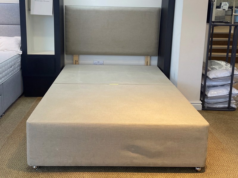 Relyon Double Size - CLEARANCE - Ex-Showroom - Beige Modern Headboard and Double Bed Base3