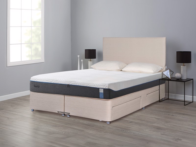 Tempur Double Size - CLEARANCE - Ex-Showroom - Biscuit Plain Headboard and Cloud Luxe Divan Bed1