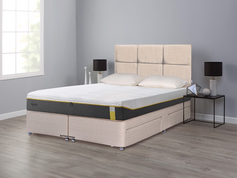 Tempur King Size - CLEARANCE - Ex-Showroom - Biscuit Buttoned Headboard and Sensation Elite Divan Bed1