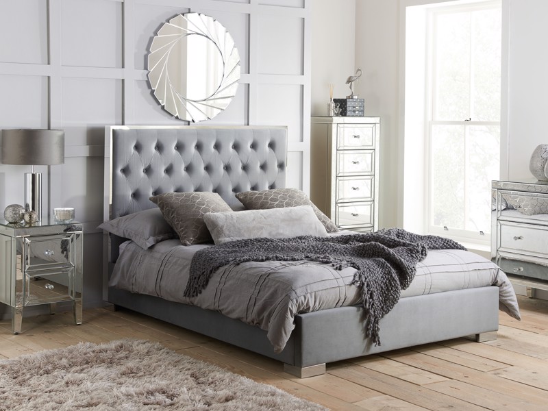 Land Of Beds Maya Grey Fabric Bed Frame1