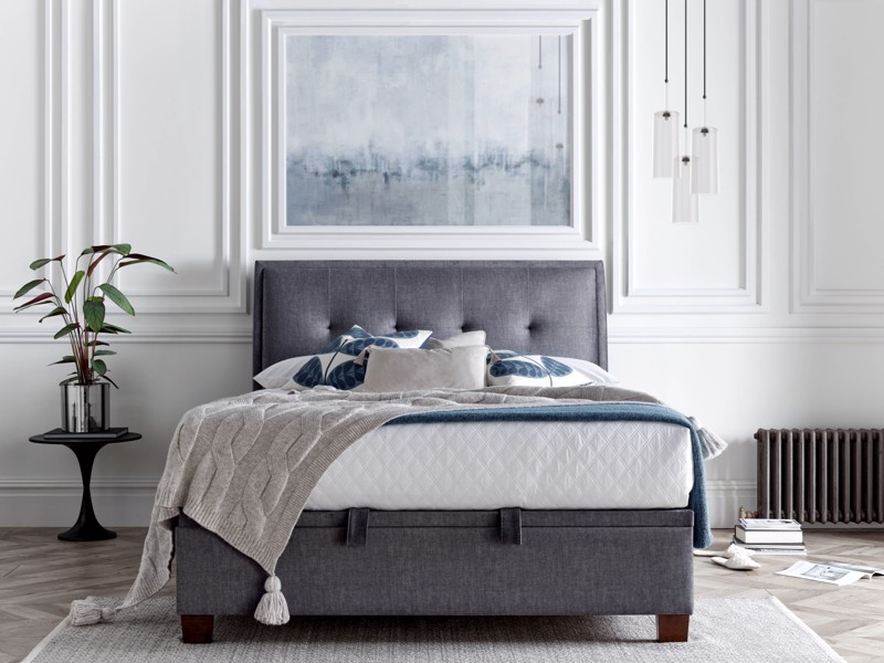 Land Of Beds Kennedy Vogue Grey Fabric Ottoman Bed1