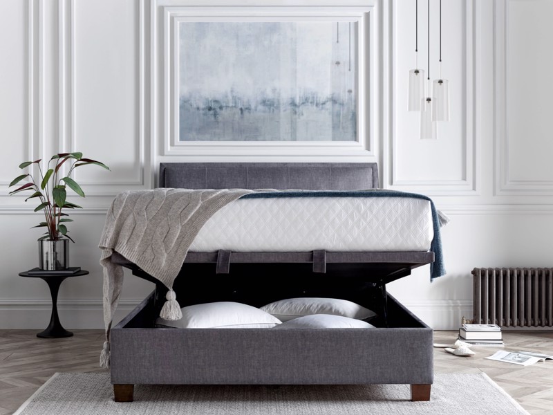 Land Of Beds Kennedy Vogue Grey Fabric Ottoman Bed2