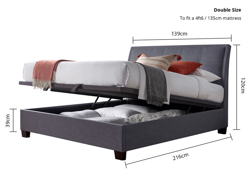 Land Of Beds Kennedy Vogue Grey Fabric Ottoman Bed5