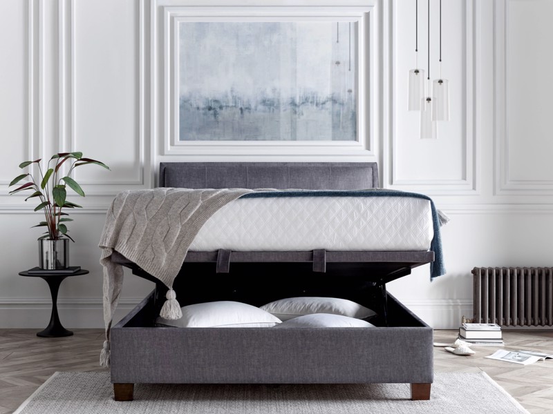 Land Of Beds Kennedy Vogue Grey Fabric Super King Size Ottoman Bed2