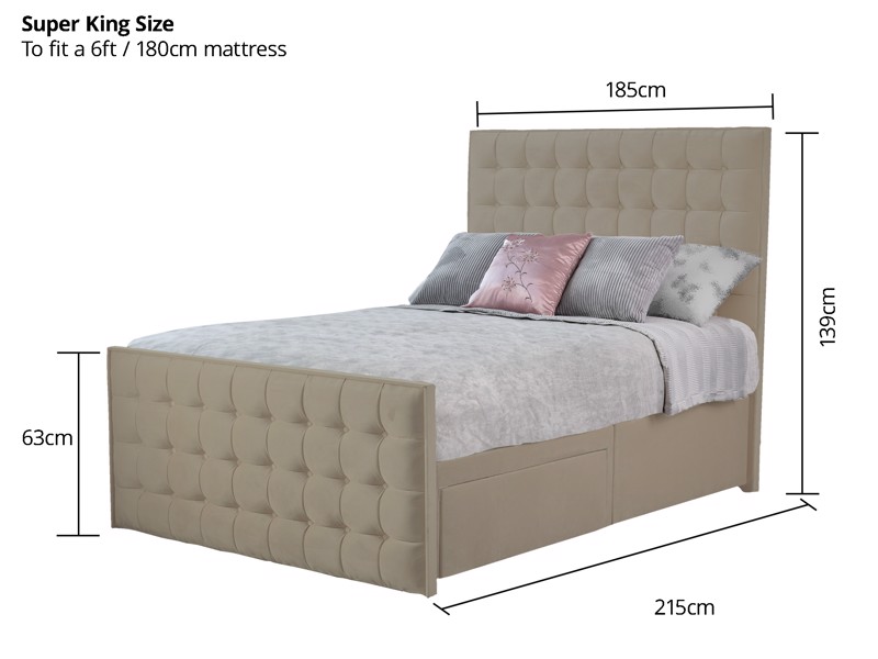 Land Of Beds Talia Fabric Super King Size Bed Frame11